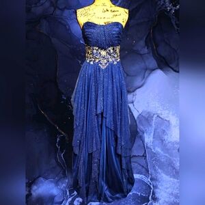 Roberta Bridal Blue Sparkling Embellished Strapless Gown